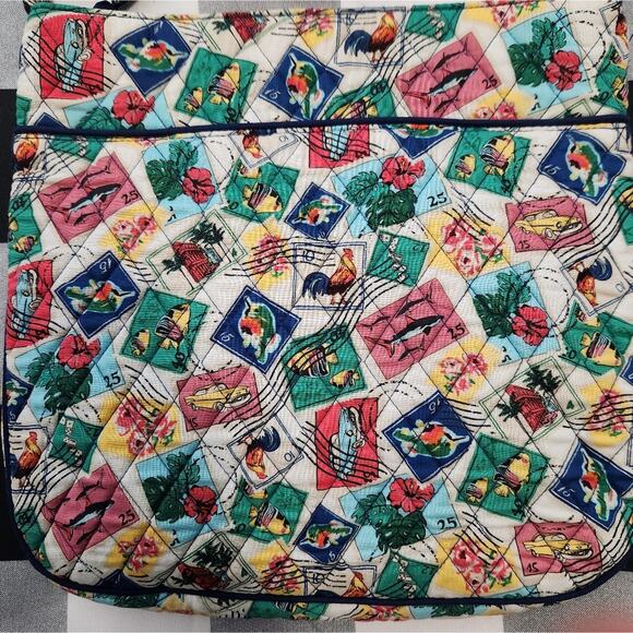 Vera Bradley Cuban Stamps Triple Zip Crossbody Bag Purse - Picture 2 of 12